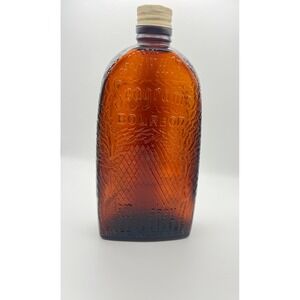 Vintage Seagrams Bourbon Whiskey Amber Glass Bottle 1 Pint Embossed Canada Flask